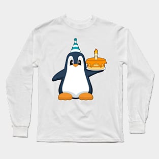 Penguin Birthday Candle Cake Long Sleeve T-Shirt